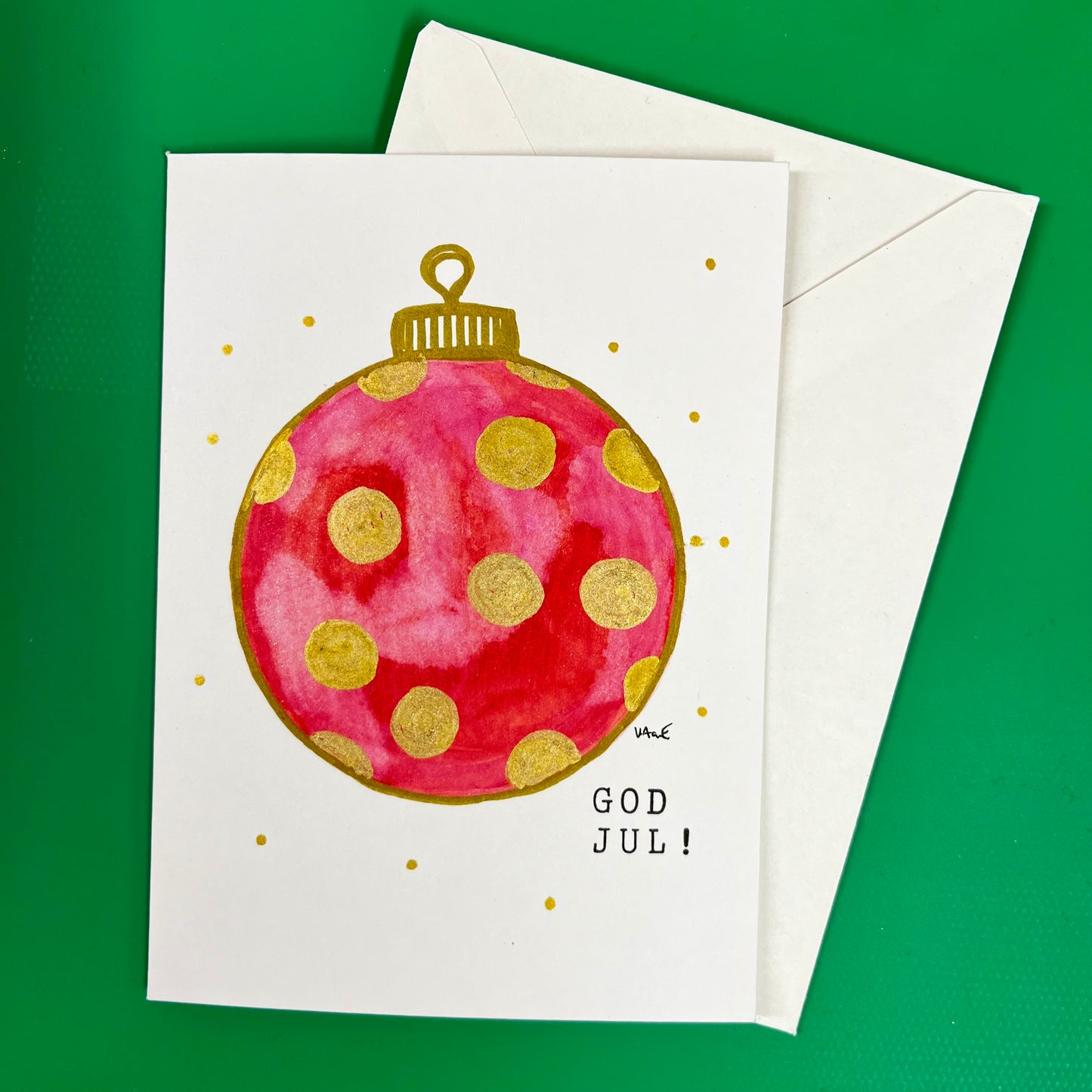 Julekule prikker håndlaget dobbelt kort