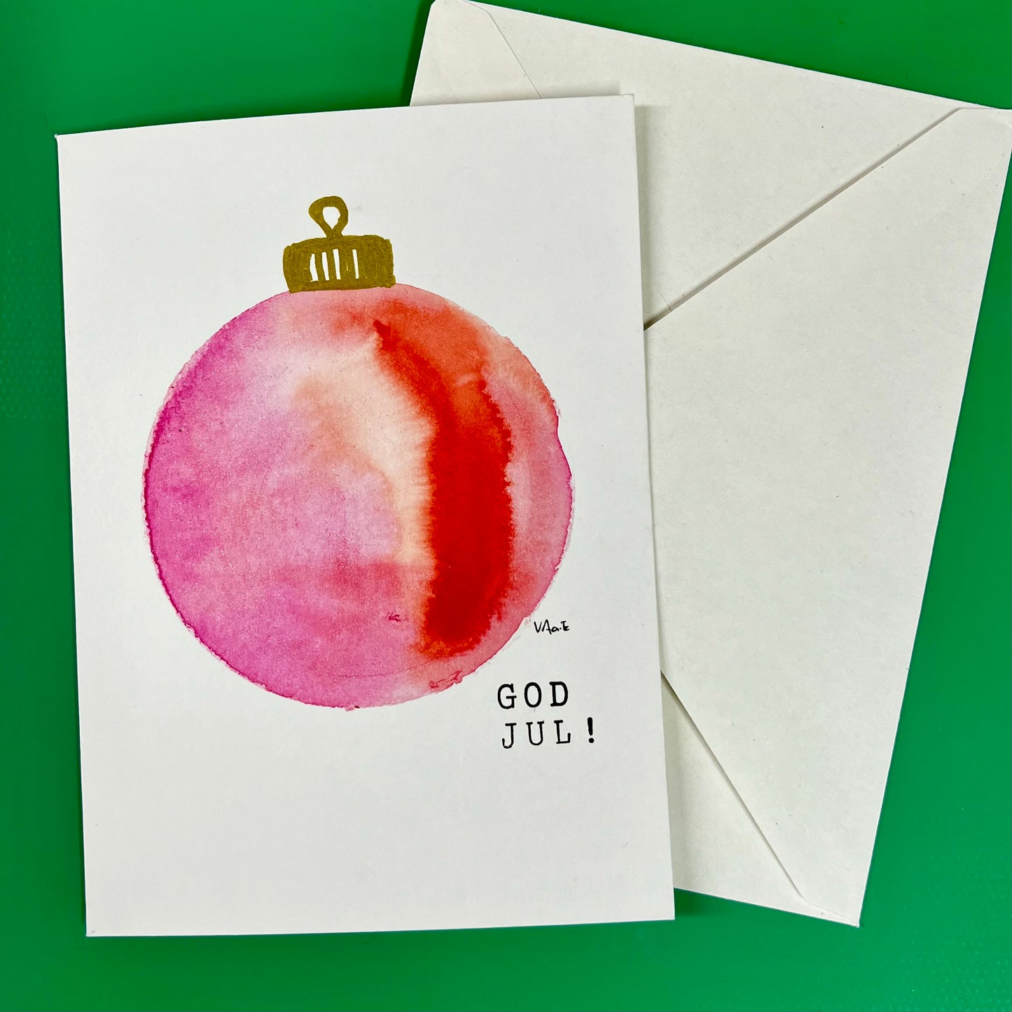 Julekule håndlaget dobbelt kort