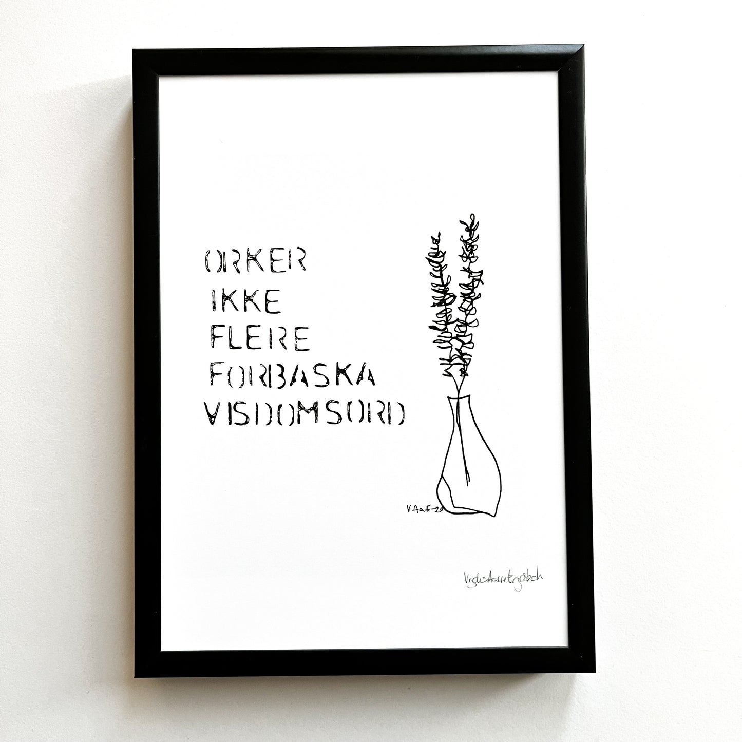 VISDOMSORD kunstprint i smal sort aluminiumsramme