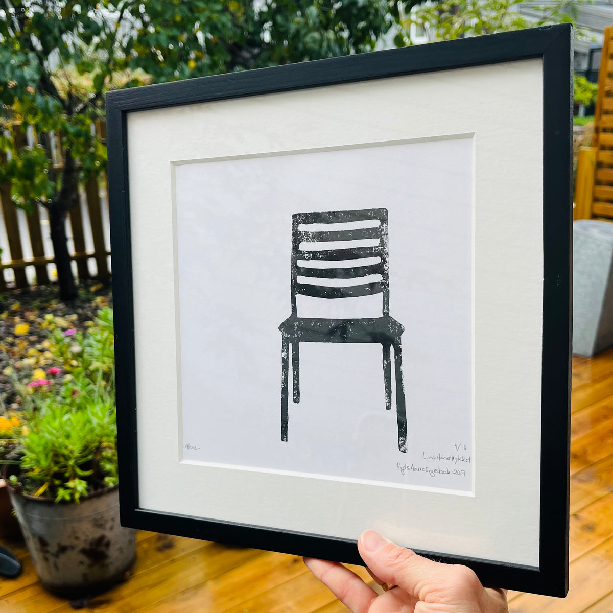 -Alene- linosnitt innrammet