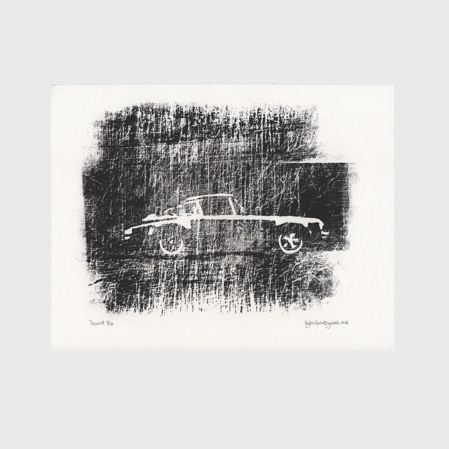 Porsche, tresnitt håndtrykket, 27,5x21,5
