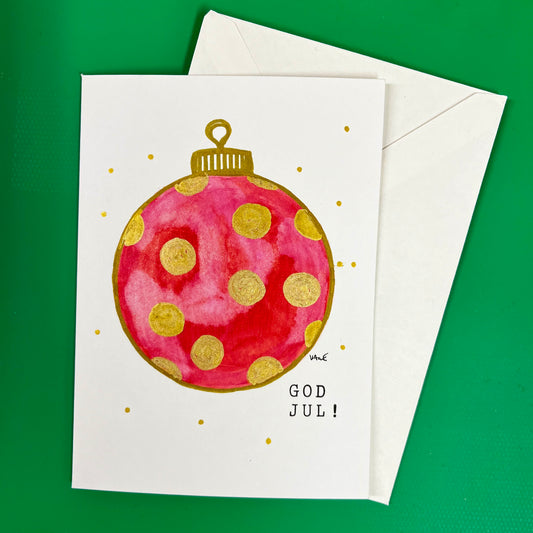 Julekule prikker håndlaget dobbelt kort