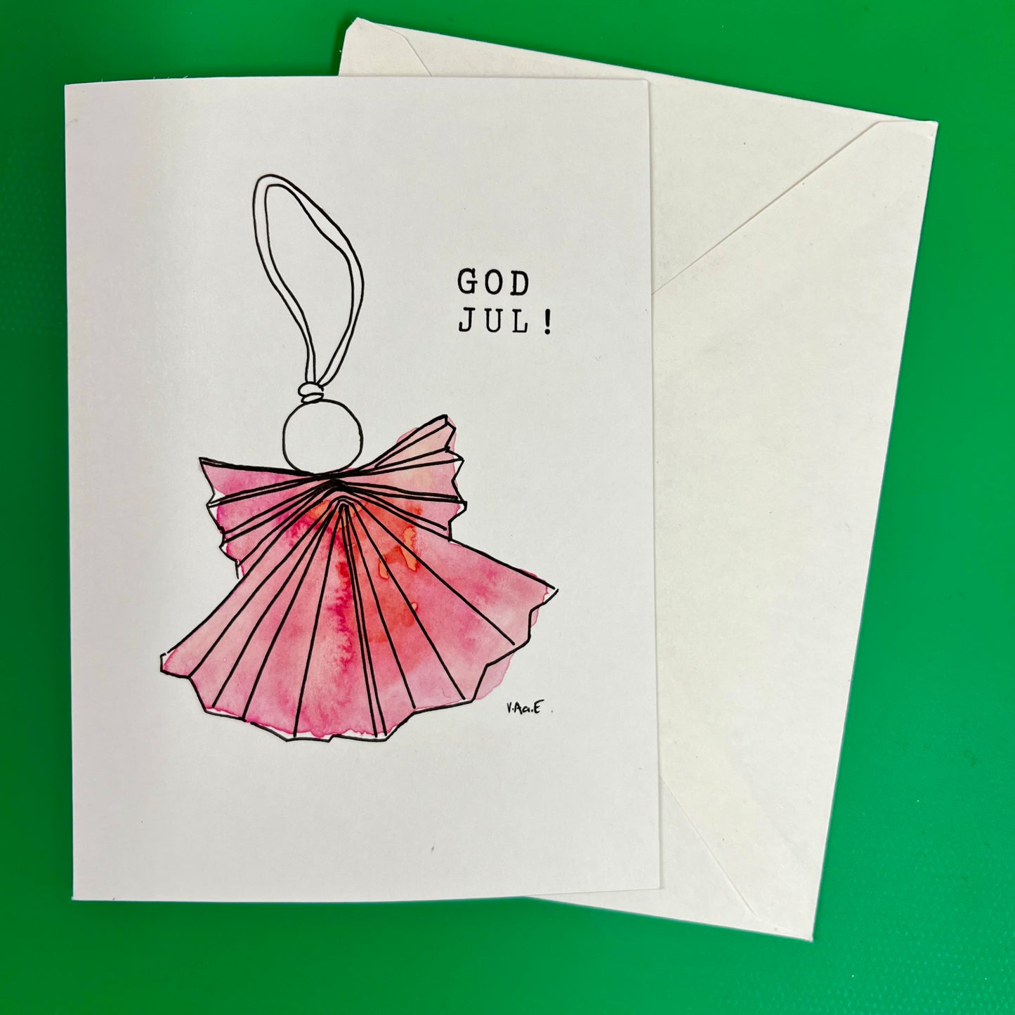 Engel håndlaget dobbelt kort