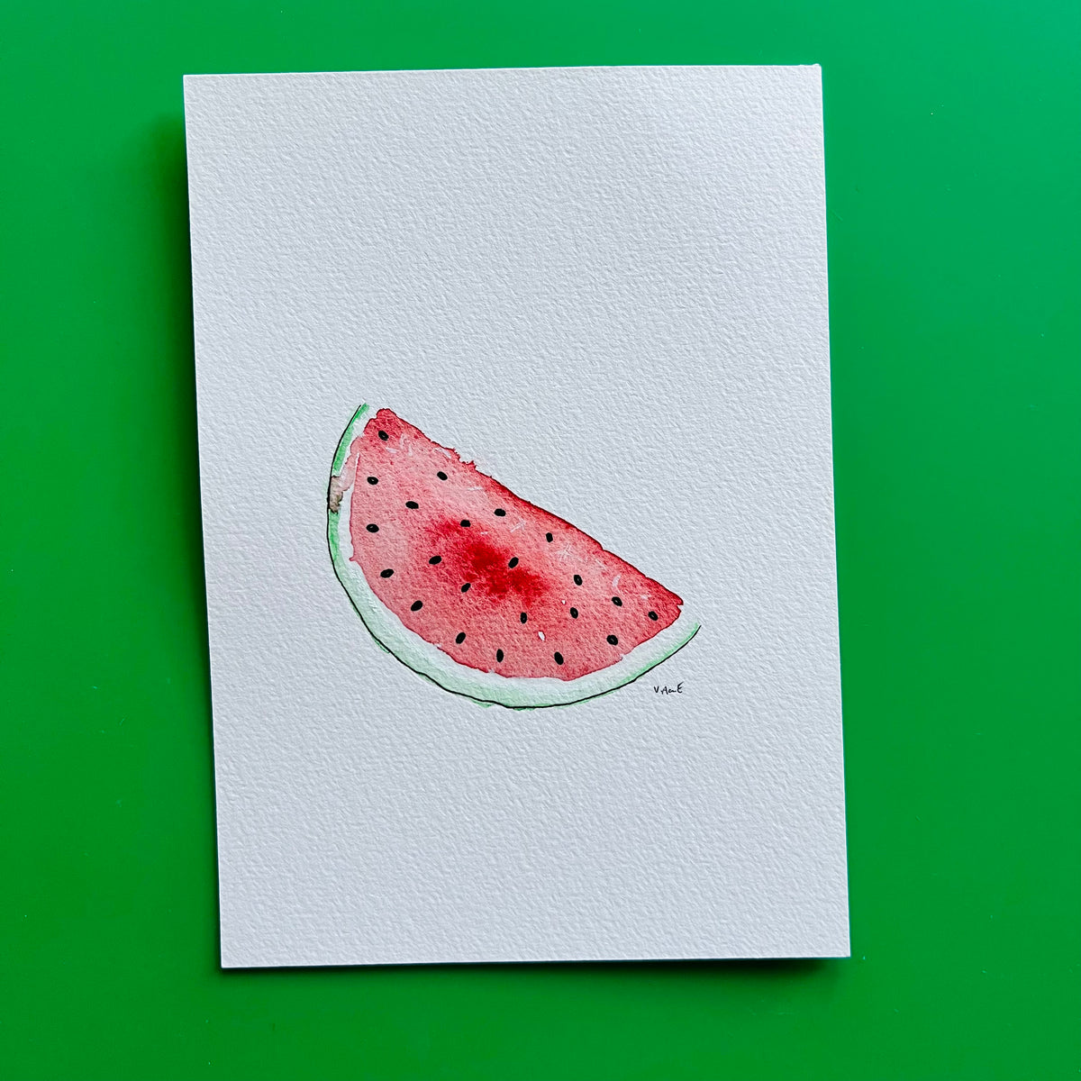 Håndlaget postkort Vannmelon