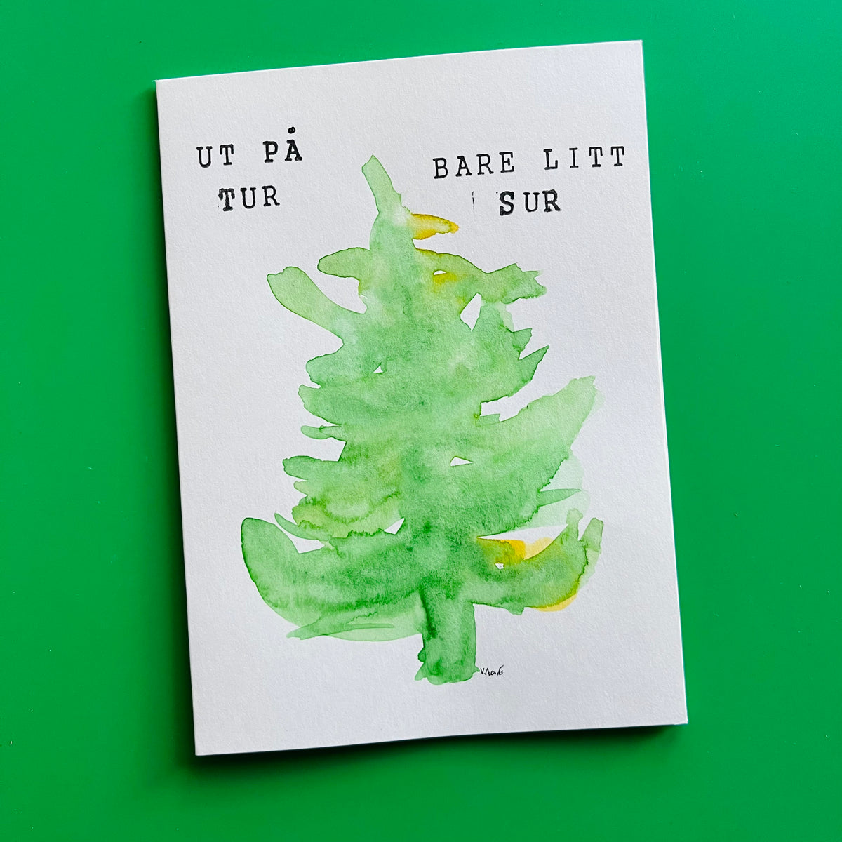 UT PÅ TUR håndlaget dobbelt kort