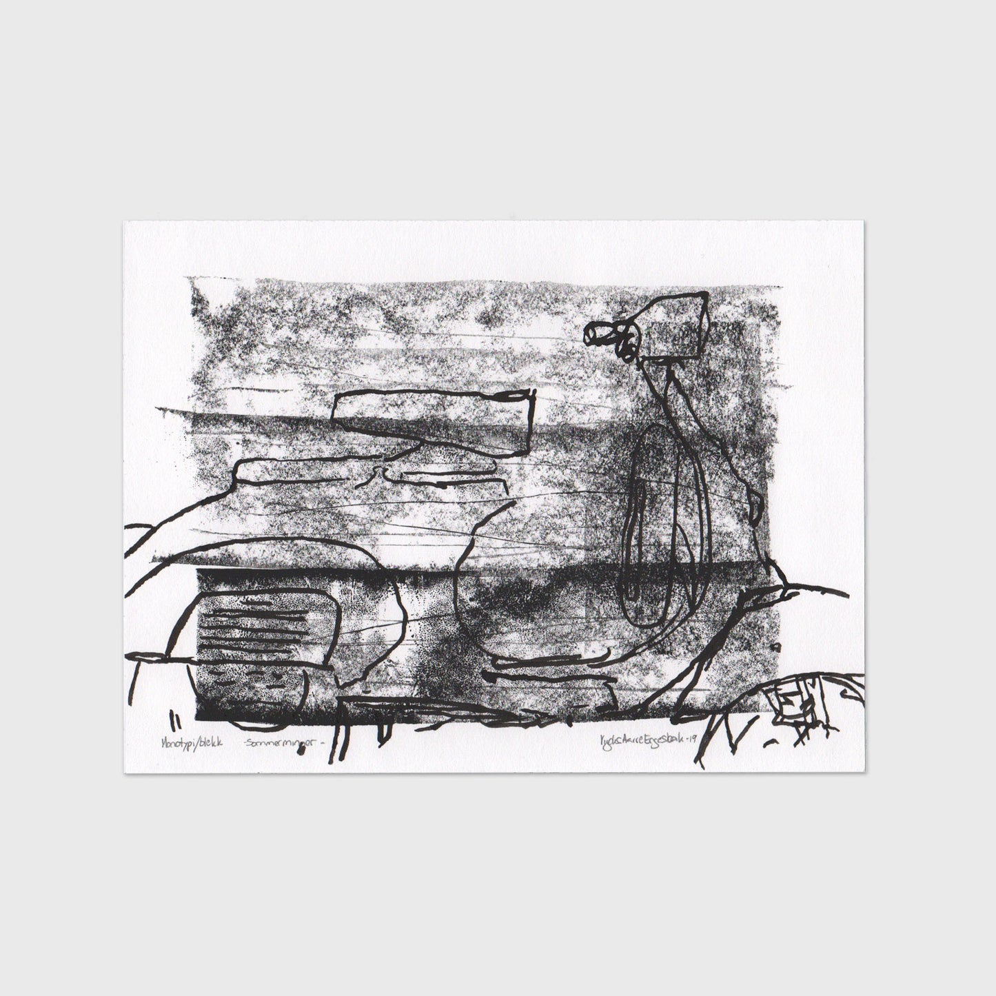 Sommerminner, monotypi/blekktegning, 24,5x18